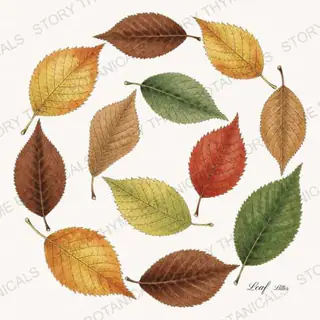 Leaf Study — vintage botanical Autumn Foliage print on a white background