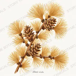 Larch — vintage botanical Autumn Foliage print on a white background