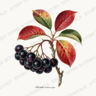 Aronia — vintage botanical Berry Plants print on a white background