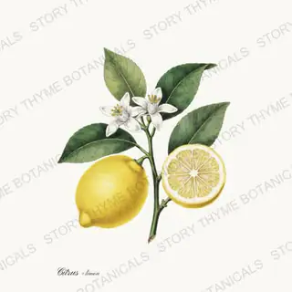 Lemon Tree — vintage botanical Citrus Grove print on a white background