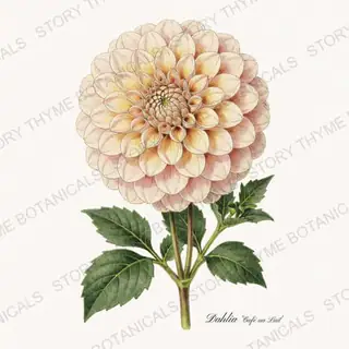 Cafe Au Lait — vintage botanical Dahlias print on a white background