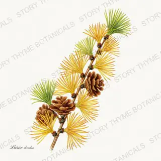 Larch — vintage botanical Evergreens print on a white background