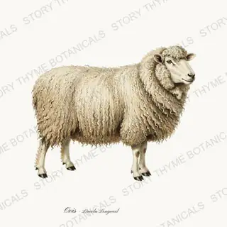 Lincoln Longwool — vintage botanical Flock & Fold print on a white background