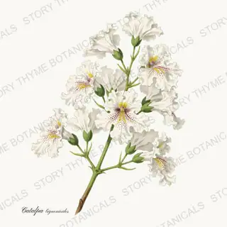Catalpa — vintage botanical Flowering Trees print on a white background
