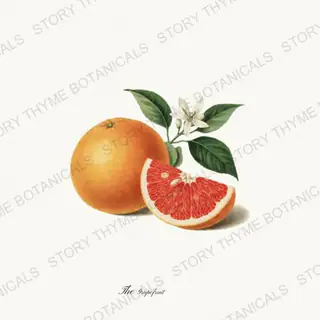 Grapefruit — vintage botanical The Fruit Plate print on a white background