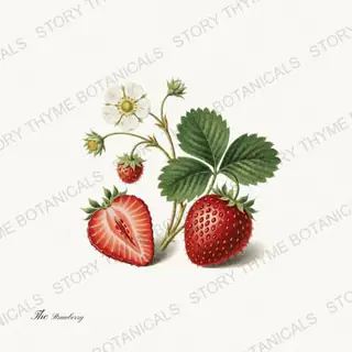 Strawberry — vintage botanical The Fruit Plate print on a white background
