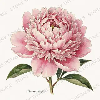 Peony — vintage botanical Garden Blooms print on a white background