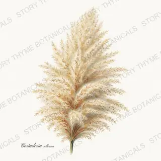 Pampas Grass — vintage botanical Ornamental Grasses print on a white background