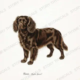 Boykin Spaniel — vintage botanical Gun Dogs print on a white background