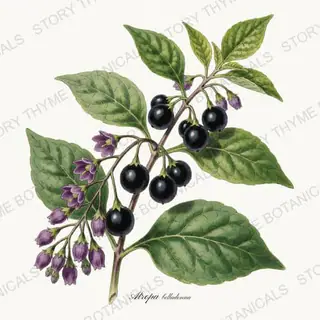 Nightshade — vintage botanical Vintage-Style Halloween print on a white background