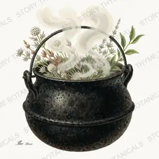 Cauldron — vintage botanical Vintage-Style Halloween print on a white background