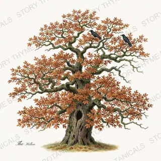 Hollow Tree — vintage botanical Vintage-Style Halloween print on a white background