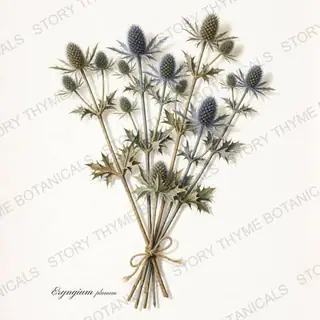 Sea Holly — vintage botanical The Herbarium print on a white background