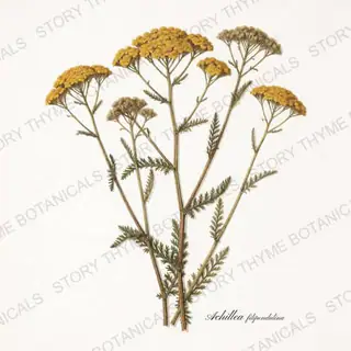 Golden Yarrow — vintage botanical The Herbarium print on a white background