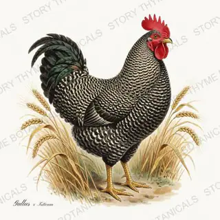 Rooster Wheat — vintage botanical Heritage Breeds II & Rooster Gardens print on a white background