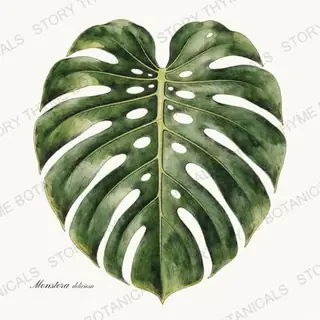 Monstera — vintage botanical Herbs, Greenery & Desert print on a white background