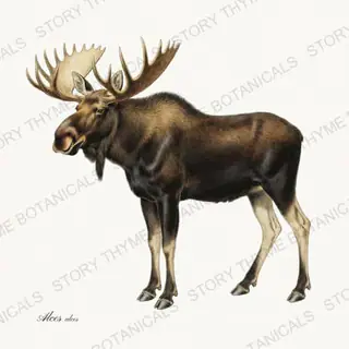Moose — vintage botanical The Lodge Collection Vol. 1 print on a white background