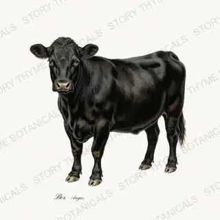 Angus — vintage botanical Highland & Pasture print on a white background