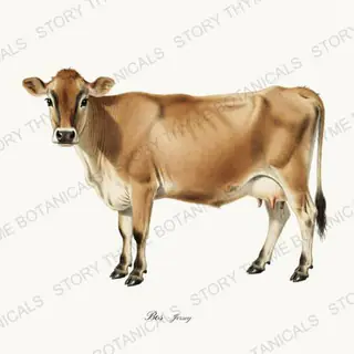 Jersey — vintage botanical Highland & Pasture print on a white background