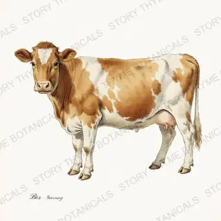 Guernsey — vintage botanical Highland & Pasture print on a white background