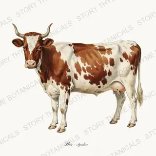 Ayrshire — vintage botanical Highland & Pasture print on a white background