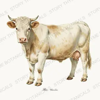 Charolais — vintage botanical Highland & Pasture print on a white background
