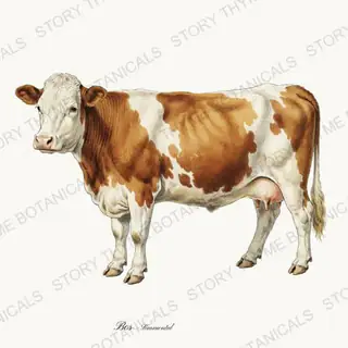 Simmental — vintage botanical Highland & Pasture print on a white background