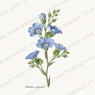 Flax — vintage botanical Historic Crops print on a white background
