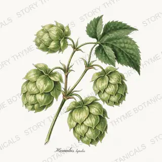 Hops — vintage botanical Historic Crops print on a white background