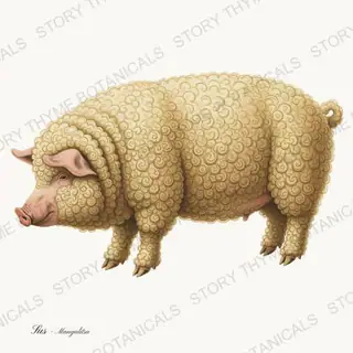 Mangalitsa — vintage botanical The Hog & The Homestead print on a white background
