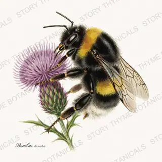 Bumblebee — vintage botanical The Insectarium print on a white background