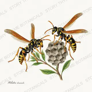 Paper Wasp — vintage botanical The Insectarium print on a white background