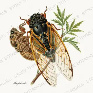 Cicada — vintage botanical The Insectarium print on a white background