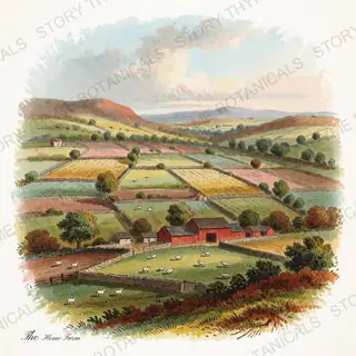 Farmland — vintage botanical Little Landscapes print on a white background