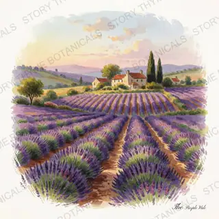 Lavender Valley — vintage botanical Little Landscapes print on a white background