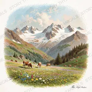 Alpine Meadow — vintage botanical Little Landscapes print on a white background