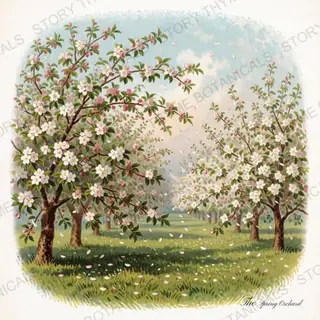 Orchard Bloom — vintage botanical Little Landscapes print on a white background