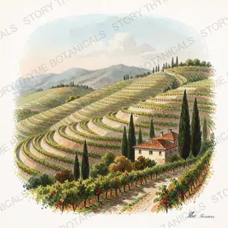 Vineyard — vintage botanical Little Landscapes print on a white background