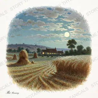 Harvest Moon — vintage botanical Little Landscapes print on a white background