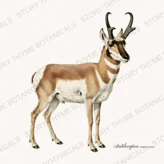 Pronghorn Buck — vintage botanical The Lodge Collection Vol. 2 print on a white background