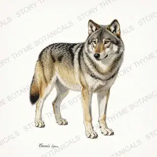 Gray Wolf — vintage botanical The Lodge Collection Vol. 2 print on a white background
