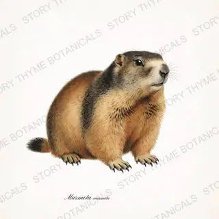 Alpine Marmot — vintage botanical The Lodge Collection Vol. 3 print on a white background