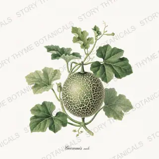 Muskmelon — vintage botanical Melons & Heirloom Vines print on a white background