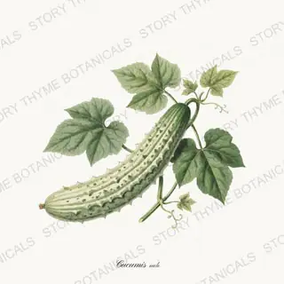 Armenian Cucumber — vintage botanical Melons & Heirloom Vines print on a white background