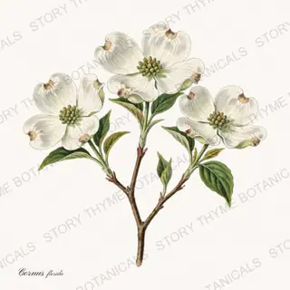 Dogwood — vintage botanical Native Missouri Plants print on a white background