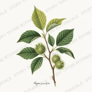 Beechnut — vintage botanical Nut Trees print on a white background