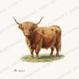 Highland — vintage botanical The Pasture print on a white background
