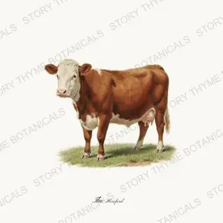 Hereford — vintage botanical The Pasture print on a white background
