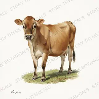 Jersey — vintage botanical The Pasture print on a white background