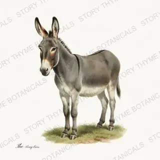 Donkey — vintage botanical The Pasture print on a white background